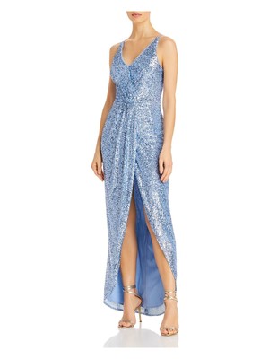 

AQUA FORMAL Женское синее торжественное платье с запахом и тонкими бретельками, Синий