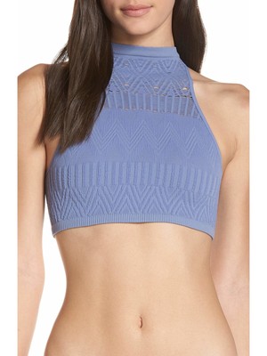 

Нижнее белье FREE PEOPLE Синий бесшовный удлиненный бюстгальтер с лямкой на бретельках на каждый день, OB944899