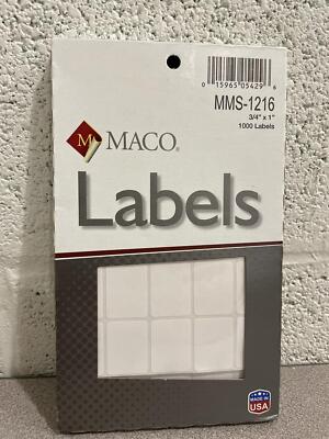 MACO White Rectangular Labels 3/4'' x 1'' 1000 Labels MMS-1216