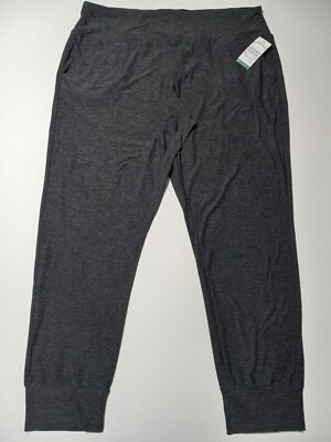 Jockey Women Deep Black Flat Waistband Jogger Leggings With Pockets Size XL