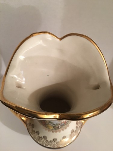 Abingdon USA Pottery Victorian Couple Gold Vase