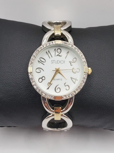 Studio Ladies Fashion Gem Quartz Watch 30mm Round Silver