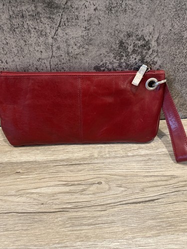 Hobo red leather wrist wallet clutch organizer
