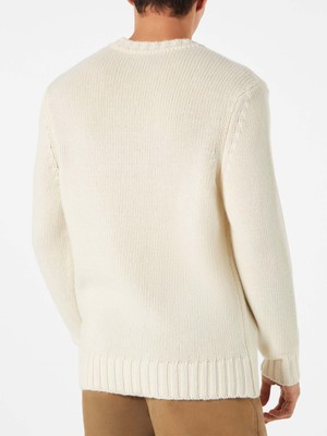 Pre-owned Mc2 Saint Barth Bombardino Ski Club Blended Cashmere Sweater In White