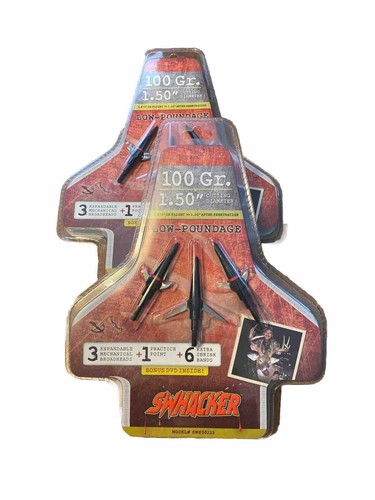 ) Swhacker 100 Grain Low Poundage Broadheads 1.5" Cut & Dvd