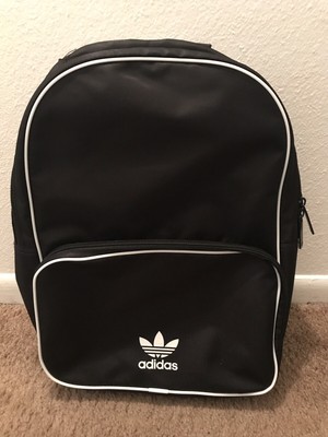 NEW ADIDAS ORIGINALS TREFOIL SANTIAGO BACKPACK BAG #CJ4608 BLACK / WHITE