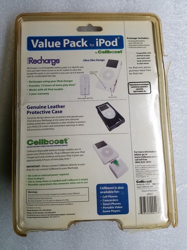 Cellboost VPST Rechargeable Battery Bundle for iPod, iPod Photo, and iPod Video
