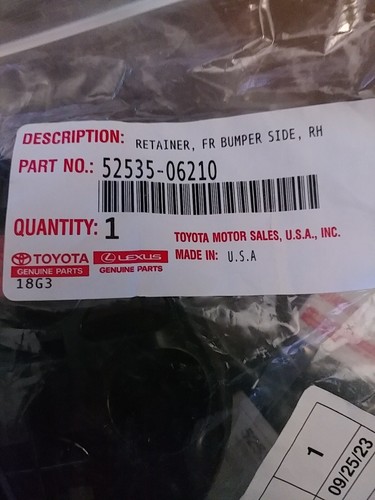 Genuine OEM Toyota 52535-06210 Passenger Front Bumper Side