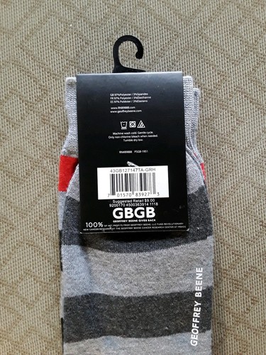 1 PAIR GEOFFREY BEENE SOCKS COMFORT DETAIL SIZE 6-12 NEW UNUSED!! 10-25