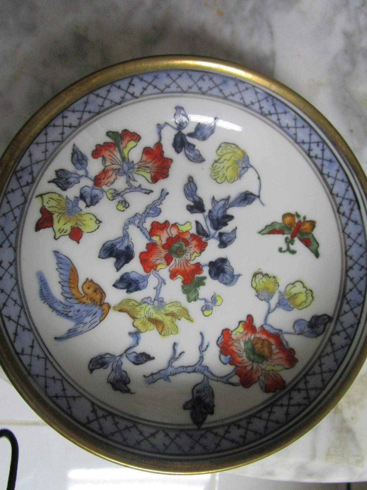 Small dipping bowl ring dish Asian Porcelain Vintage Marked ACF