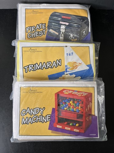 Annie’s Young Woodworkers Kits Pirate Chest Trimaran Boat Candy Machine Lot of 3