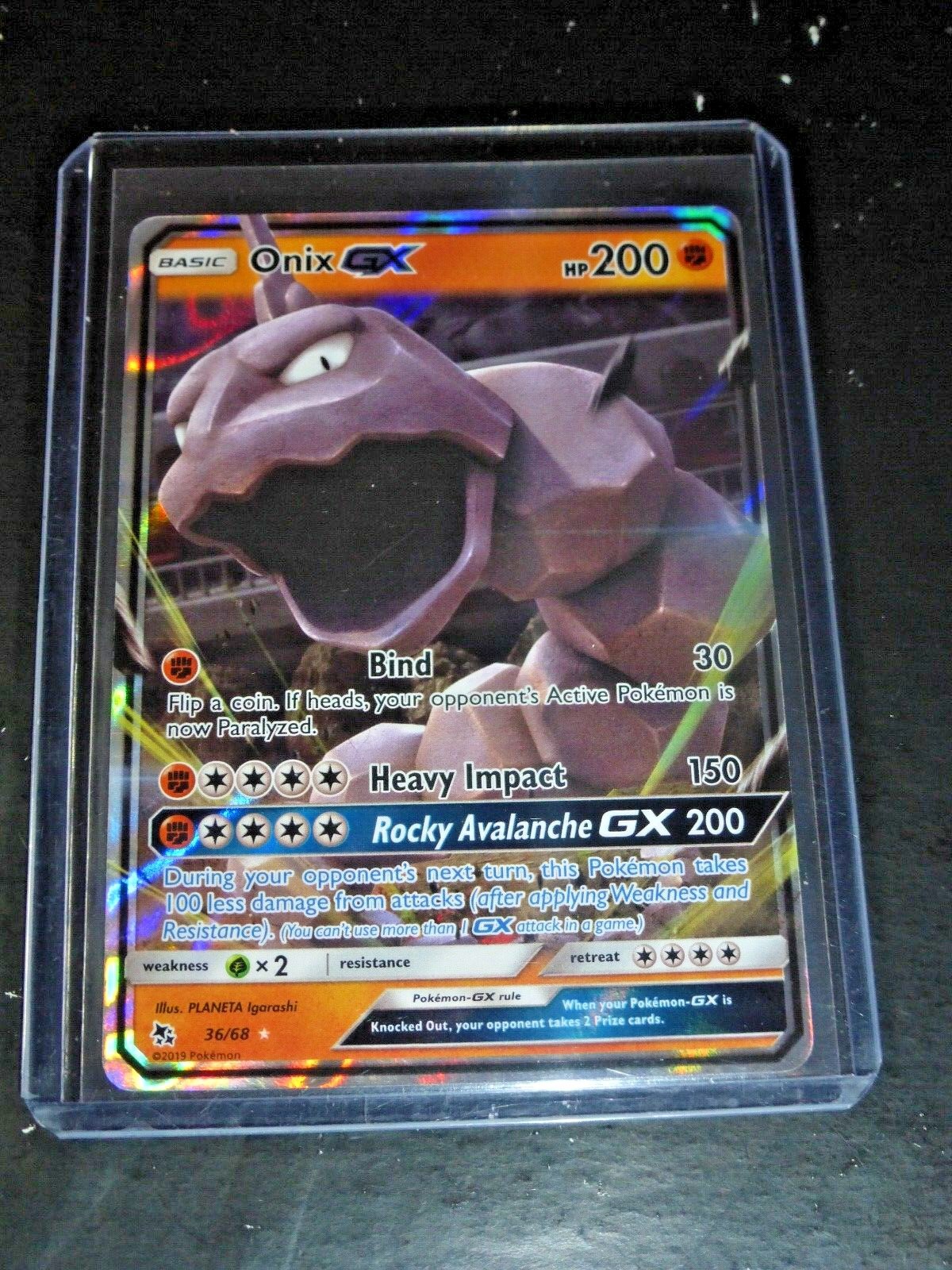 2019 POKEMON HIDDEN FATES ONIX GX 36/68 FULL ART SHINY ULTRA