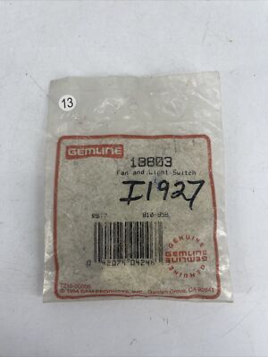 NEW OEM Gemline 18803 Refrigerator and Fan Light Switch 