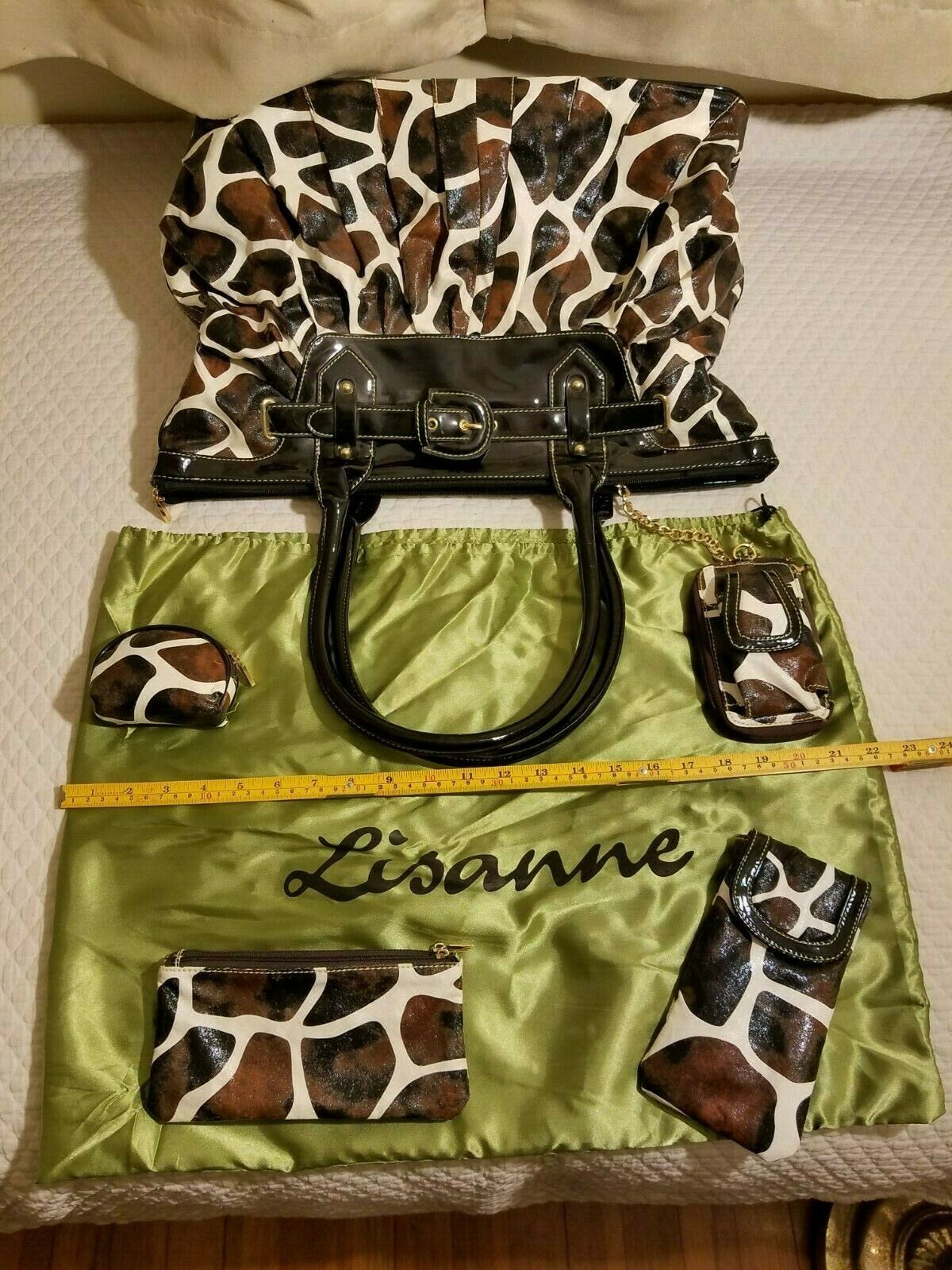 Lisanne Animal Giraffe Print Hand bag Pocket book, 4 accessory