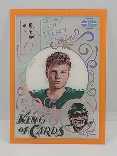 2021 Illusions Zach Wilson Acetate King Of Cards Orange Rookie Card Jets #KC-12. rookie card picture