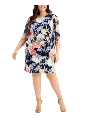 

CONNECTED APPAREL Женский темно-синий пуловер без подкладки с рукавами 3/4, платье-футляр плюс, Navy