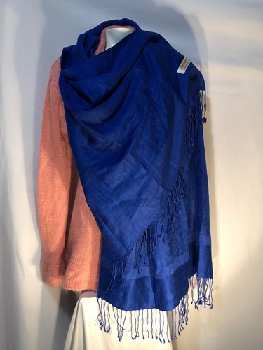 DG Women's Pashmina Scarf Shawl Paisley.Purple Blue Silk Cashmere,Soft.