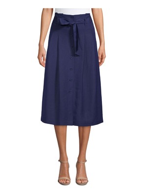 

ANNE KLEIN Женская темно-синяя юбка-трапеция для работы ниже колена с поясом, Navy