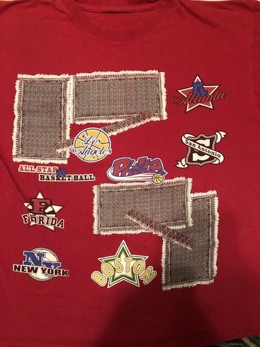 Hardwood Classics Majestic Red Shirt Sz XXL NBA VTG 1980's Team Patches Warm Up