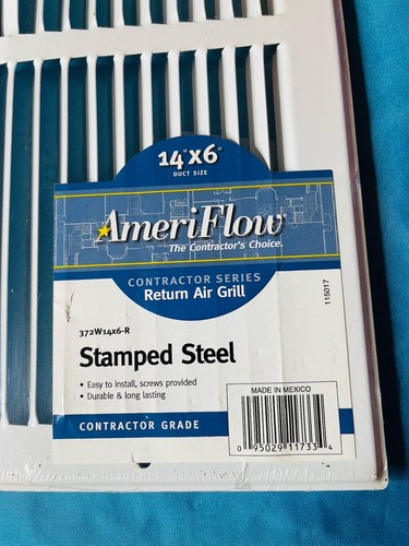 AMERIFLOW RETURN AIR GRILLS 14" x 6" DUCT SIZE WHITE WALL REGISTER STAMPED STEEL