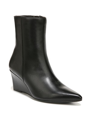 NATURALIZER Womens Black Padded Dario Pointed Toe Wedge Leather Booties 9.5 W