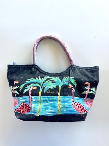 Sun N Sand Quasby Cotton Beach Tropic Palm Tree Flamingo Colorful Tote (boxO)