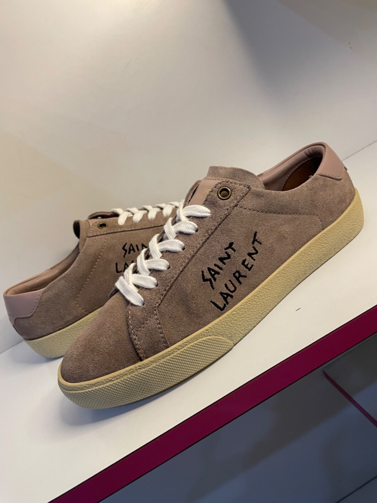 スニーカー SAINT LAURENT Pastel Pink Leather Court Classic Sneakers Saint Laurent Pink Court Classic Sl 06 Sneakers, $495