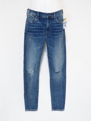 Edwin Blue Distressed Denim Pixie Mid-Rise Jeans, Size 29