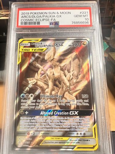 Arceus Dialga Palkia GX 221/236 Alternate Alt Art PSA 10 Arceus Dialga Palkia GX 221/236 Alternate Alt Art PSA 10