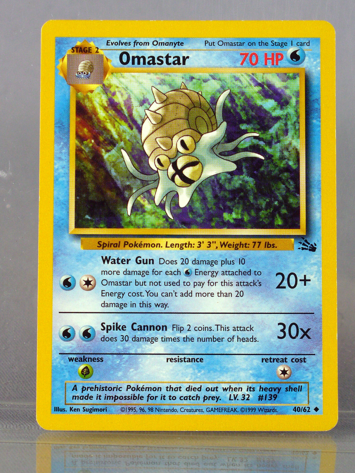 OMASTAR 40/62 POKEMON CARD 1999 FOSSIL SET UNPLAYED NICE