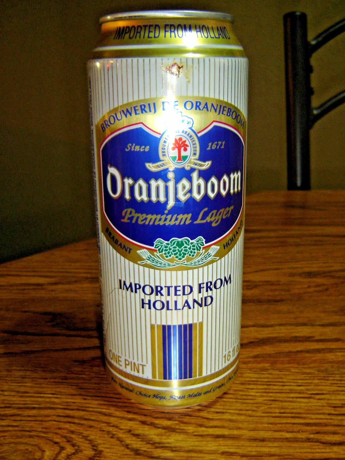 Oranjeboom Premium Imported from Holland 16 oz B/O Empty Beer Can