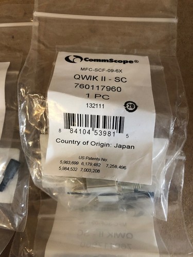 (Lot of 4) Commscope SFC-SCF-09-8X Teraspeed Qwik II-SC Fiber Optic Connectors