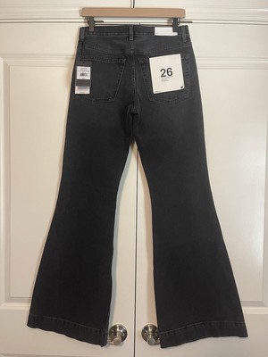 RE/DONE 70s Low Rise Bell Bottom Jeans Size 26 $295 MSRP Broken Black NWT Womens