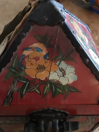 Reverse-Painted Ox Horn Wood Boxes - Hwagak Haem - Vintage Korean Ox Horn Box