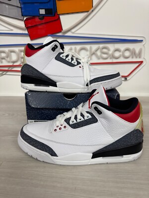 Jordan 3 Retro Denim SE Fire Red 2020 New White Blue Cz6431-100 Men Size 10.5