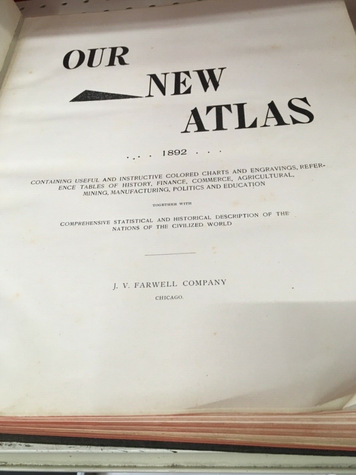 J.V Farwell Company world atlas 1892