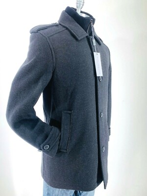 Andrew Marc New York NWT Роскошное мужское пальто из серой полушерстяной ткани с полукомбинезоном, размер L