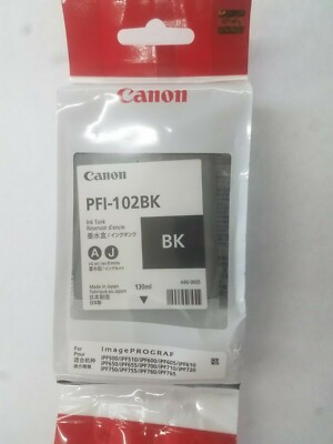 New CANON PFI-102BK Ink Cartridge 130ML ImagePRGRAF iPF500/510/600/605/610/650