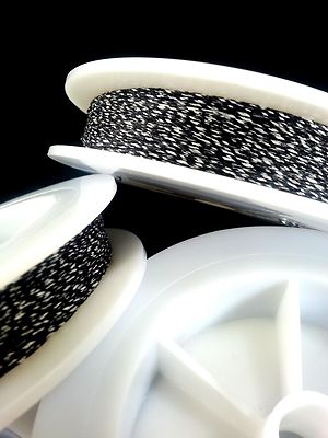 (1) Black w/ Dbl White Genuine Irish Linen Single Pool Billiard Cue Wrap Spool