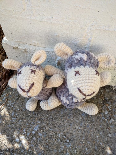 Crochet Sheep set of two Toys Handmade Stuffed Amigurumi Animals, Soft yarn