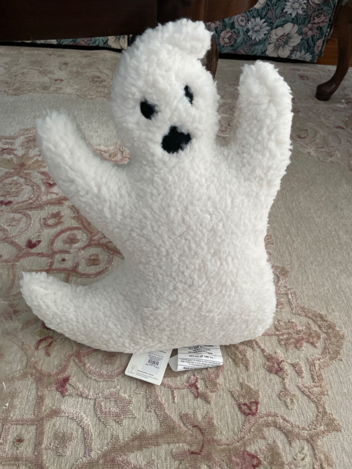 Pottery Barn Ghost Shaped Sherpa Pillow Halloween NWT