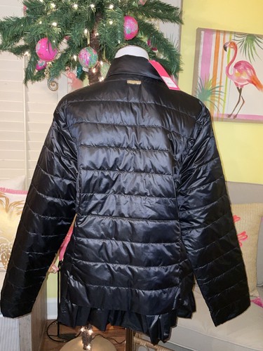 Pre-owned Lilly Pulitzer Darcia Fitted Puffer Jacket Onyx $298 Size 16 In Black