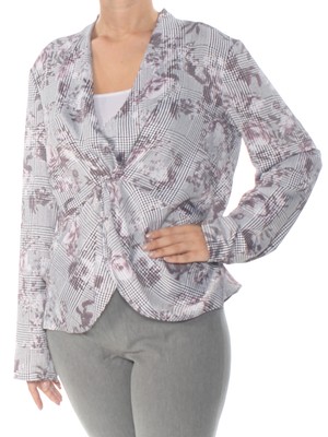 Женский серый топ с V-образным вырезом и длинным рукавом с витым принтом RACHEL ROY 6