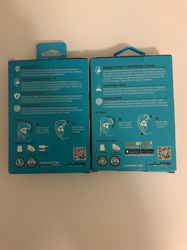 Lot Of 2 JLAB FIT 2.0 Sport Earbuds Universal Mic + Track Control 1 Black 1 Pink