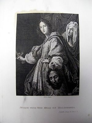 1838 BOOK PLATE PRINT PICTORAL HISTORY OF BIBLE BY ALLORI JUDITH WITH HEAD