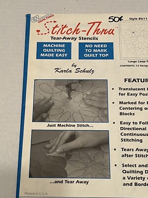 EZ Quilting Stitch-Thru Tear-Away Stencils Pattern Border Design Cable #6101