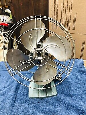 Vintage A.C. Gilbert Co 12  Electric Fan 4 Blade ,one Speed Oscillating, Works.