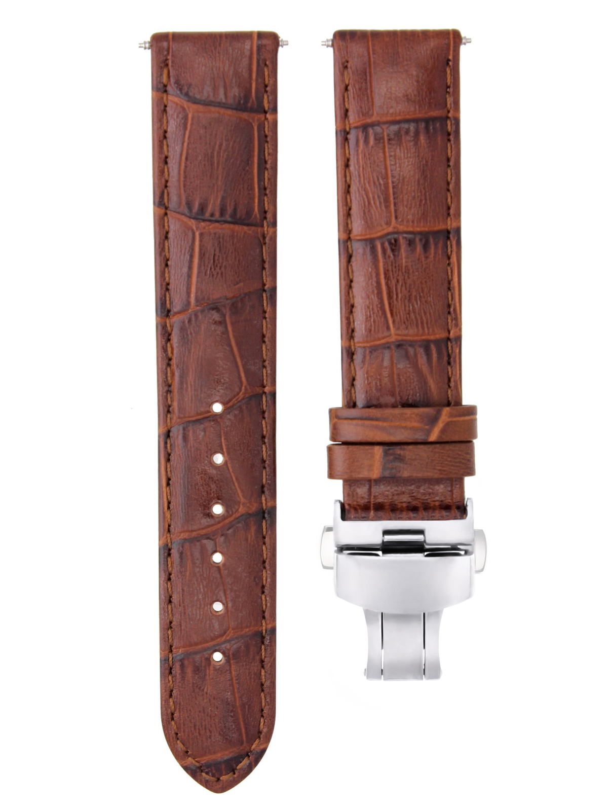 19MM REPLACEMET LEATHER WATCH STRAP BAND DEPLOYMENT CLASP FOR MONTBLANC L/BROWN