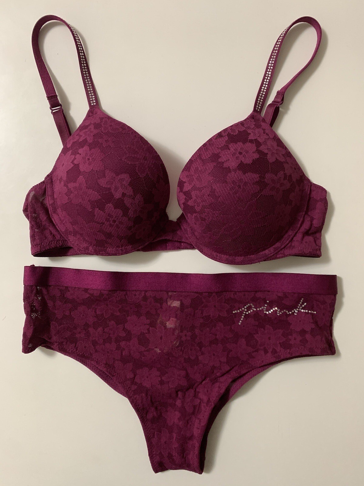 Victoria's Secret PINK Push Up Bra & Panty Set 32B 34B