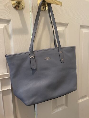 Coach F58846 Crossgrain Leather City Zip Tote in Blue | eBay